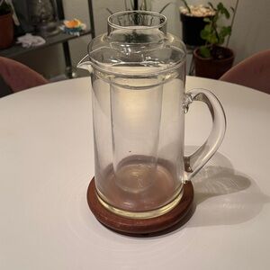 Glass Pitcher with Wooden Base